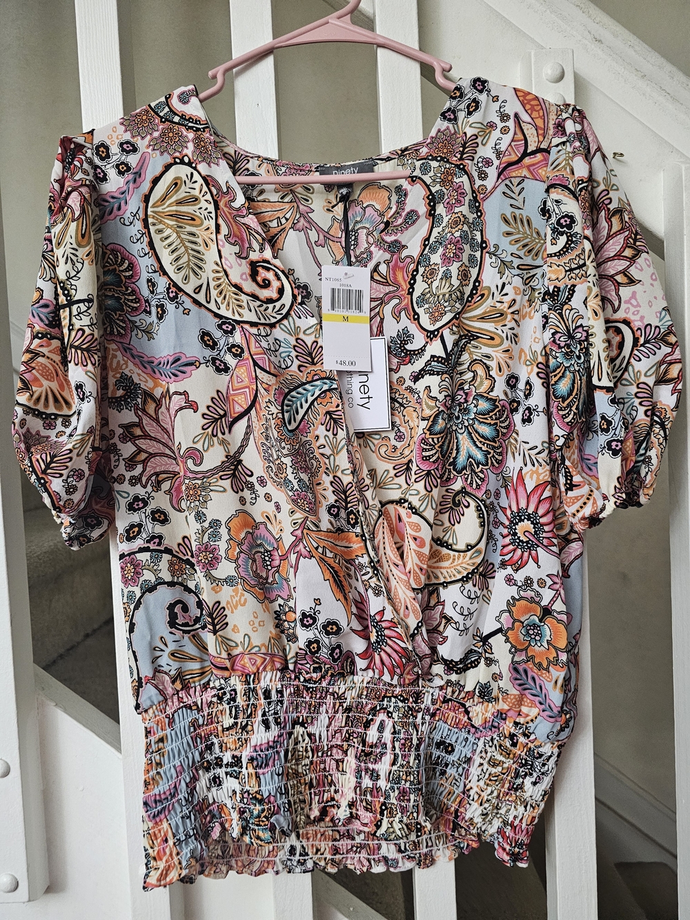 Ninety Paisley Wrap-Style Blouse